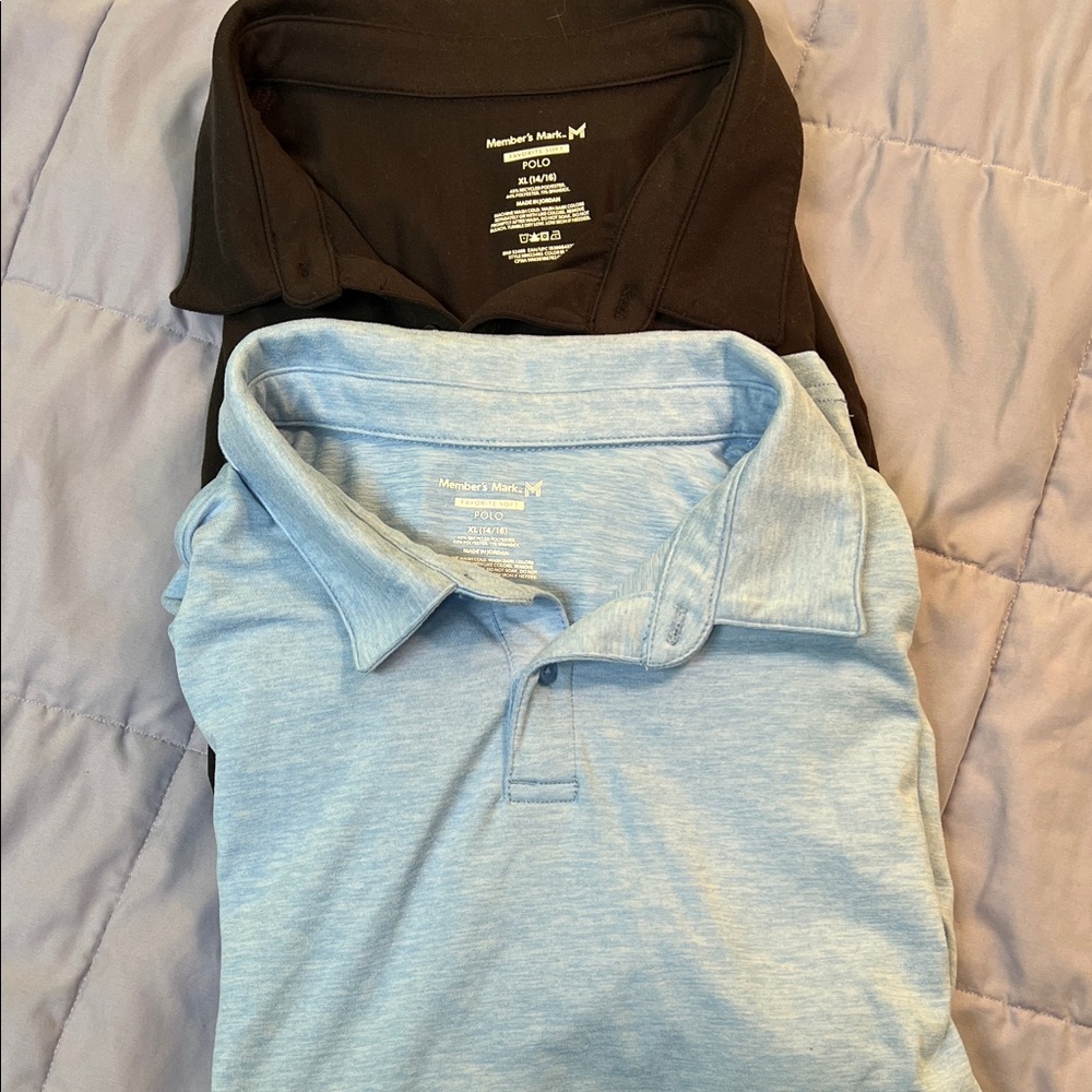 Sam’s Club members mark boys Polo Shirts in Black and Light Blue- XL (14-16)
